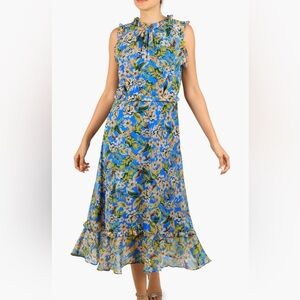 Julia Jordan Sleeveless Floral Blue Dress with high-low hem 16